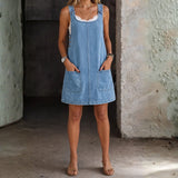 Irís - Casual Denim Šaty na Ramínka