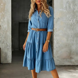 Bárbara - Elegantní Casual Denim Šaty