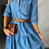 Bárbara - Elegantní Casual Denim Šaty