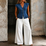 Vera - Denim top s výstřihem do V