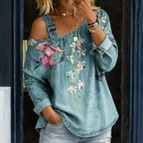 Carla - Denim Top s Odhalenými Rameni