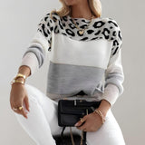 Júlia - Casualní svetr s leopardím vzorem