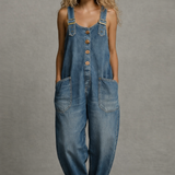 Leila - Stylový Denim Overál s Kapsami