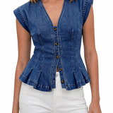 Vera - Denim top s výstřihem do V