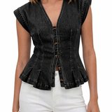 Vera - Denim top s výstřihem do V