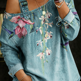 Carla - Denim Top s Odhalenými Rameni
