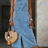 Susana - Casual Denim Šaty na Ramínka