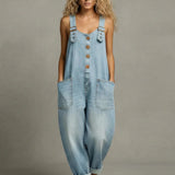 Leila - Stylový Denim Overál s Kapsami