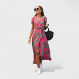 Růžový lilie - Vestido Boho Chic