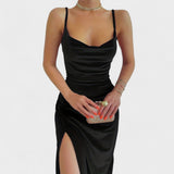 Gabriela - Sametové šaty s rozparkem