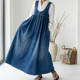Iva - Vintage Denim Maxi Šaty