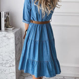 Bárbara - Elegantní Casual Denim Šaty